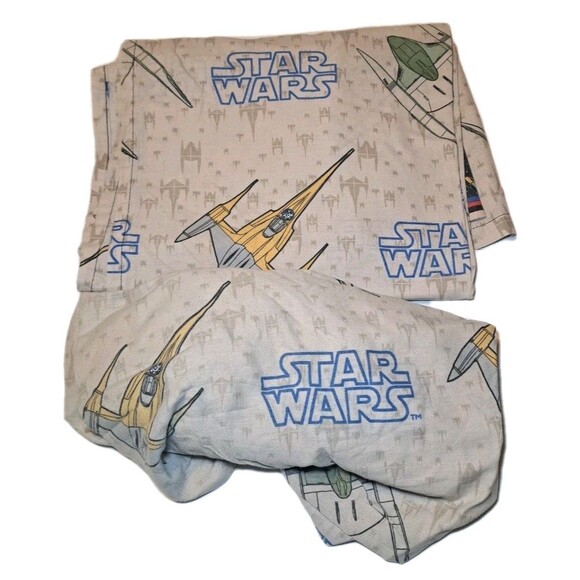 Star Wars Naboo Starfighter Twin Flat & Fitted Sheets  Phantom Menace - Picture 1 of 3